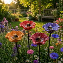 Afbeelding in Gallery-weergave laden, Handgemaakte Hommelbloemen – weerbestendige keramische drinkplaatsen voor hommels, set van 4.