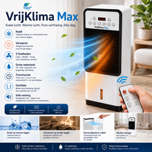 Afbeelding in Gallery-weergave laden, VrijKlima Max - Mobiele allround airconditioner – Koelen in de zomer, verwarming in de winter | Geen installatie nodig
